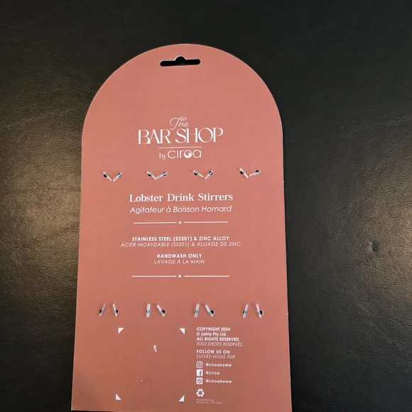 The Bar Shop by Ciroa Gold Lobster Drink Stirrers Set of 4 Stainless Steel - Picture 4 of 5